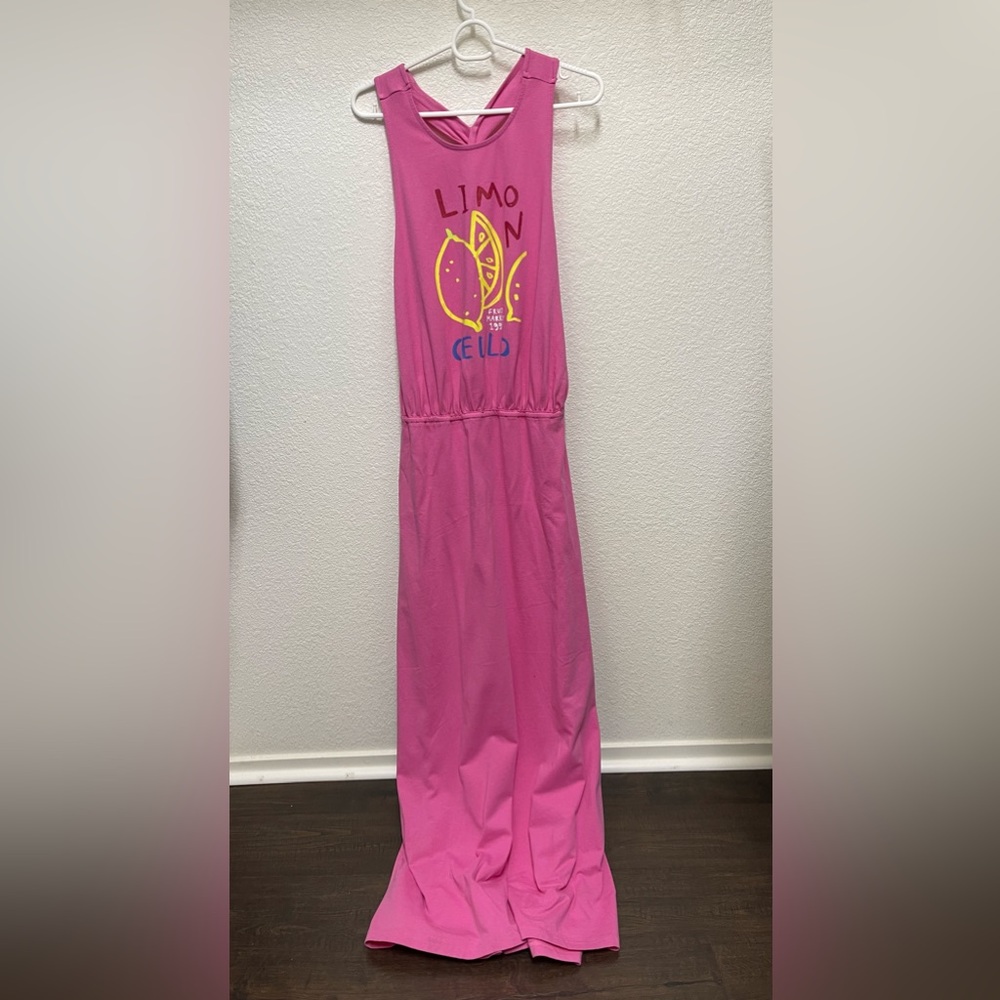ANTHROPOLOGIE Jordan Nickson x Celandine Pink Twist-Back T-Shirt Maxi Dress L